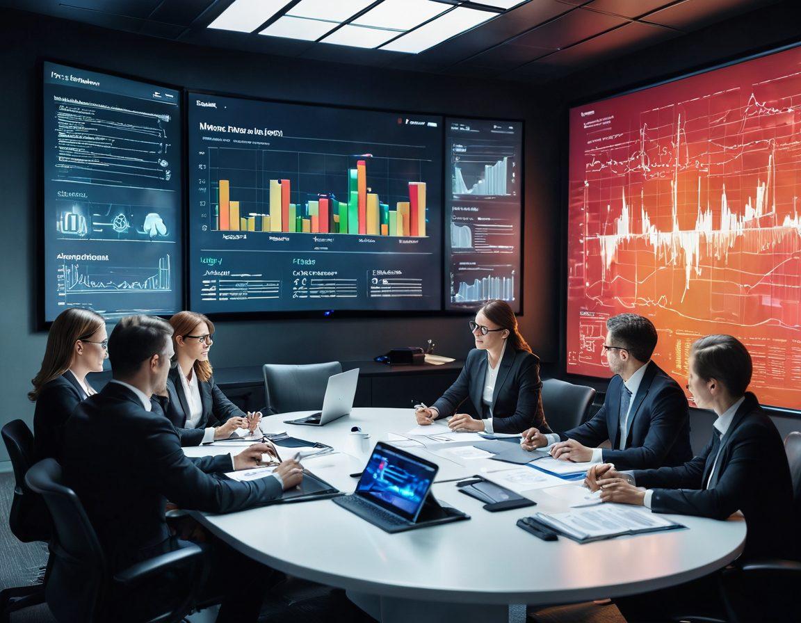 A dynamic scene depicting a diverse legal team collaborating around a high-tech conference table, with digital screens showing analytics and case documents in the background. The atmosphere is vibrant and energetic, symbolizing empowerment and innovation in legal practices. Include elements like graphs, charts, and legal books to highlight transformation in documentation. super-realistic. vibrant colors. modern corporate style.